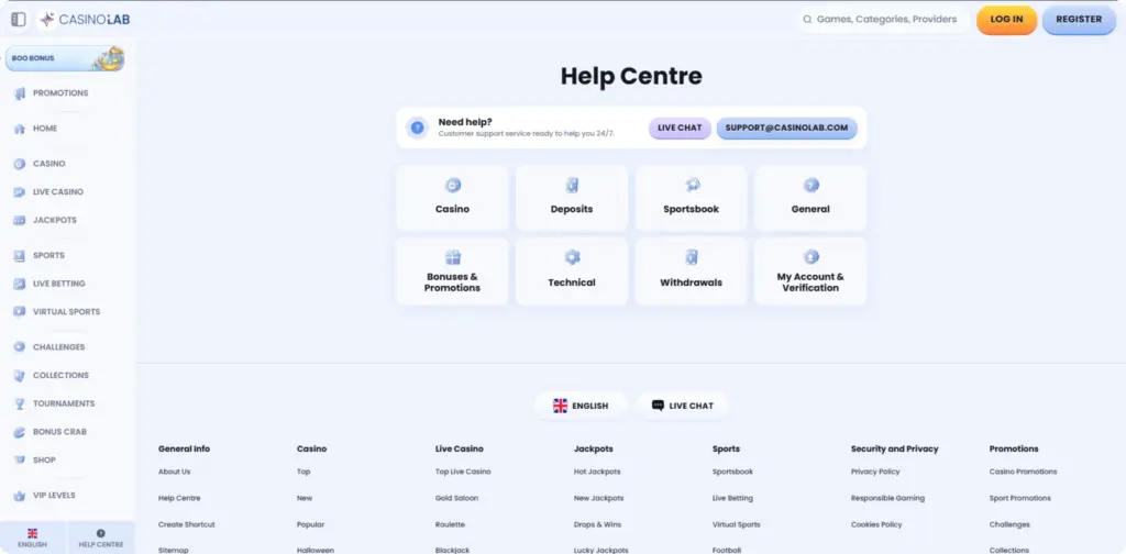 CasinoLab Customer Support
