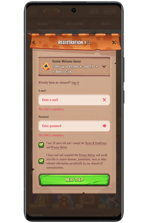 Enter login credentials