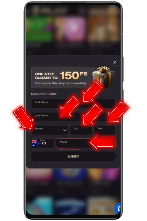 Provide personal details for SevenPlay account