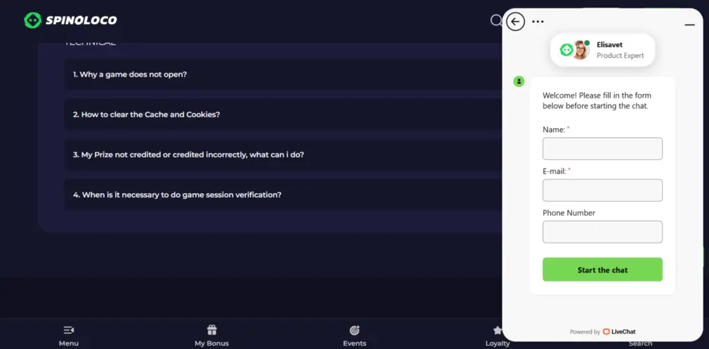 Spinoloco customer support