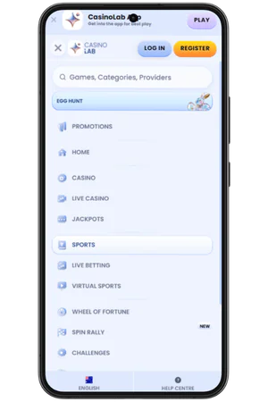 CasinoLab navigation menu