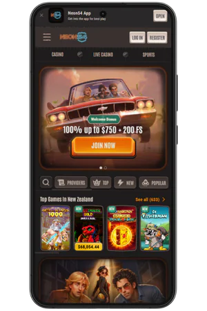Neon54 casino homepage