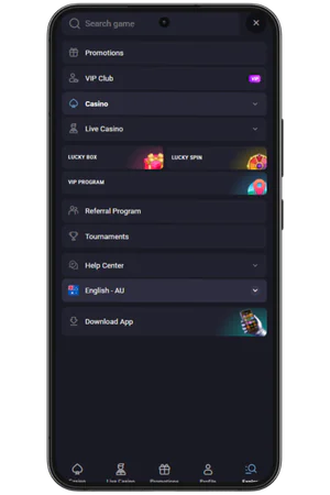 SlotLounge navigation menu