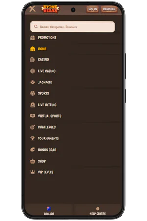 Stone Vegas navigation menu